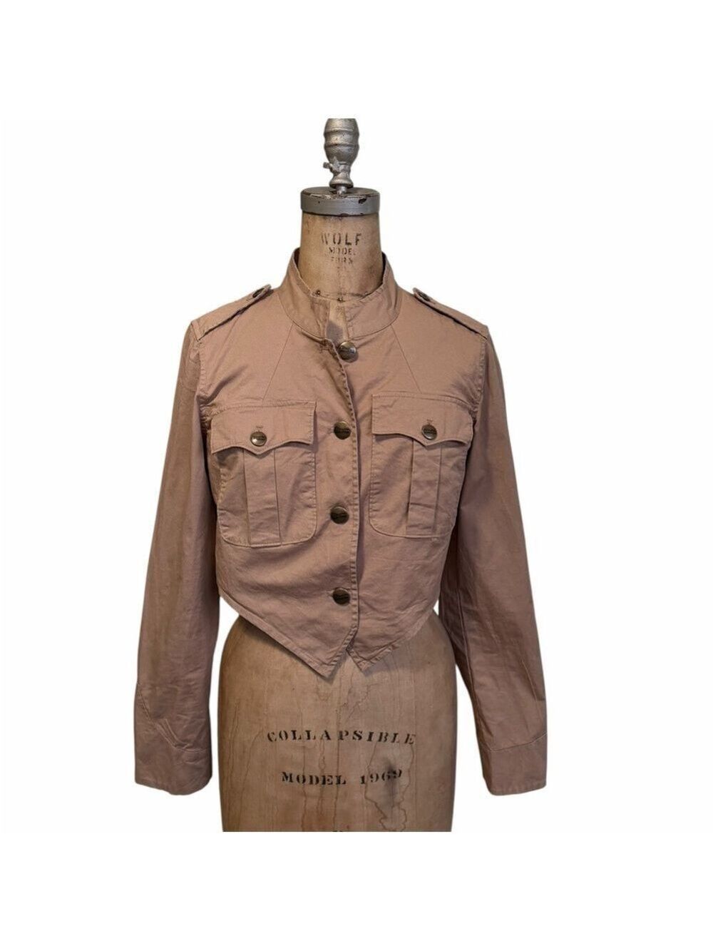 Libertine For Target Women's Tan Military Style Jacket Y2K Back Bird Graphic M